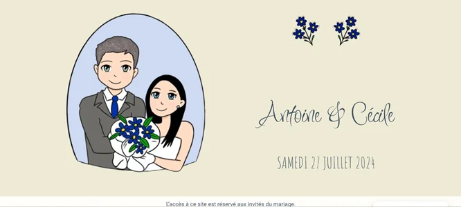 Site web du mariage d'Antoine & Cécile créé par BorderOnLine